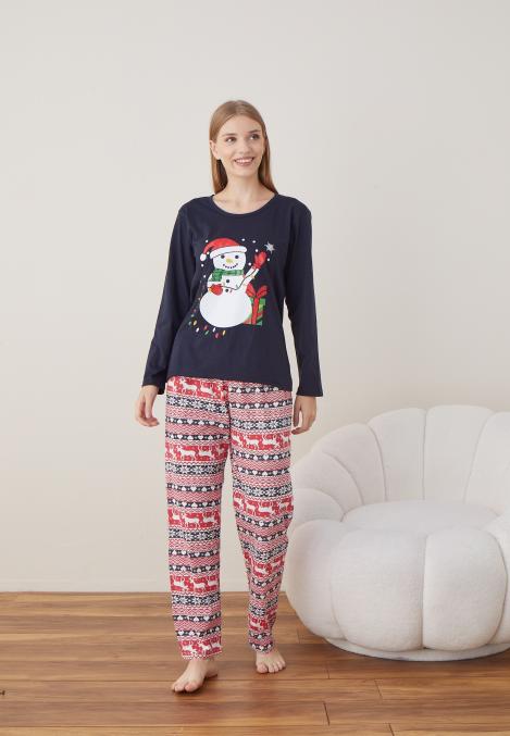 Pijama Dama Craciun ,maneca lunga ,pantaloni lungi,Engros